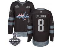 Men's Adidas Washington Capitals #8 Alex Ovechkin Black Authentic 2018 Stanley Cup Final 1917-2017 100th Anniversary NHL Jersey