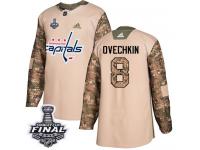 Men's Adidas Washington Capitals #8 Alex Ovechkin Camo Authentic Veterans Day Practice 2018 Stanley Cup Final NHL Jersey