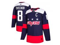 Men's Adidas Washington Capitals #8 Alex Ovechkin Navy Blue Authentic 2018 Stadium Series NHL Jersey