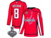 Men's Adidas Washington Capitals #8 Alex Ovechkin Red Home Authentic 2018 Stanley Cup Final NHL Jersey