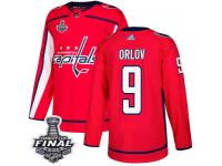 Men's Adidas Washington Capitals #9 Dmitry Orlov Red Home Authentic 2018 Stanley Cup Final NHL Jersey