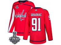Men's Adidas Washington Capitals #91 Tyler Graovac Red Home Authentic 2018 Stanley Cup Final NHL Jersey