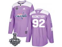 Men's Adidas Washington Capitals #92 Evgeny Kuznetsov Purple Authentic Fights Cancer Practice 2018 Stanley Cup Final NHL Jersey