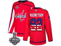 Men's Adidas Washington Capitals #92 Evgeny Kuznetsov Red Authentic USA Flag Fashion 2018 Stanley Cup Final NHL Jersey