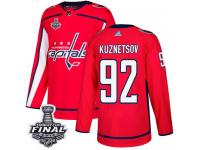 Men's Adidas Washington Capitals #92 Evgeny Kuznetsov Red Home Authentic 2018 Stanley Cup Final NHL Jersey