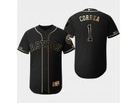 Men's Astros 2019 Black Golden Edition Carlos Correa Flex Base Stitched Jersey
