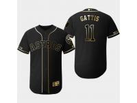 Men's Astros 2019 Black Golden Edition Evan Gattis Flex Base Stitched Jersey