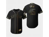 Men's Astros 2019 Black Golden Edition Gerrit Cole Flex Base Stitched Jersey