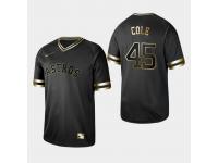Men's Astros 2019 Black Golden Edition Gerrit Cole V-Neck Stitched Jersey