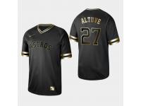 Men's Astros 2019 Black Golden Edition Jose Altuve V-Neck Stitched Jersey