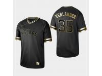 Men's Astros 2019 Black Golden Edition Justin Verlander V-Neck Stitched Jersey