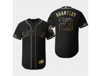 Men's Astros 2019 Black Golden Edition Michael Brantley Flex Base Stitched Jersey