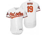 Men's Baltimore Orioles Chris Davis #19 White On-Field 25th Anniversary Patch Flex Base Jersey