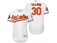 Men's Baltimore Orioles Chris Tillman #30 White On-Field 25th Anniversary Patch Flex Base Jersey