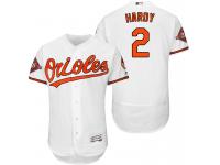 Men's Baltimore Orioles J.J. Hardy #2 White On-Field 25th Anniversary Patch Flex Base Jersey