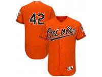 Men's Baltimore Orioles Jackie Robinson #42 Orange Commemorative Flex Base Jersey