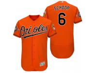 Men's Baltimore Orioles Jonathan Schoop #6 Orange On-Field 25th Anniversary Patch Flex Base Jersey