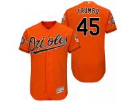 Men's Baltimore Orioles Mark Trumbo #45 Orange On-Field 25th Anniversary Patch Flex Base Jersey