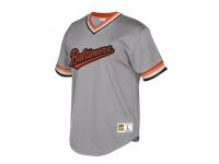 Men's Baltimore Orioles Mitchell & Ness Gray Cooperstown Collection Mesh Wordmark V-Neck Jersey
