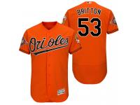 Men's Baltimore Orioles Zach Britton #53 Orange On-Field 25th Anniversary Patch Flex Base Jersey