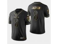Men's Baltimore Ravens #8 Lamar Jackson Golden Edition Vapor Untouchable Limited Jersey - Black