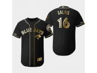 Men's Blue Jays 2019 Black Golden Edition Freddy Galvis Flex Base Stitched Jersey