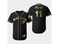 Men's Blue Jays 2019 Black Golden Edition Kevin Pillar Flex Base Stitched Jersey