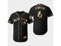 Men's Blue Jays 2019 Black Golden Edition Marcus Stroman Flex Base Stitched Jersey