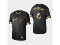 Men's Blue Jays 2019 Black Golden Edition Marcus Stroman V-Neck Stitched Jersey