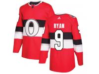 Men's Bobby Ryan Authentic Red Adidas Jersey NHL Ottawa Senators #9 2017 100 Classic