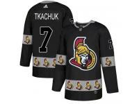 Men's Brady Tkachuk Authentic Black Adidas Jersey NHL Ottawa Senators #7 Team Logo Fashion
