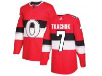 Men's Brady Tkachuk Authentic Red Adidas Jersey NHL Ottawa Senators #7 2017 100 Classic