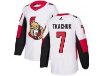 Men's Brady Tkachuk Authentic White Adidas Jersey NHL Ottawa Senators #7 Away