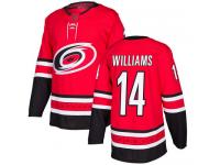 Men's Carolina Hurricanes #14 Justin Williams Red Home Authentic Hockey Jersey