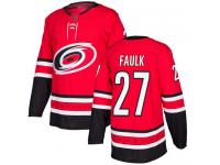 Men's Carolina Hurricanes #27 Justin Faulk Red Home Authentic Hockey Jersey