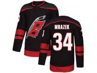 Men's Carolina Hurricanes #34 Petr Mrazek Black Alternate Authentic Hockey Jersey