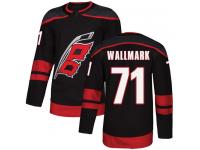 Men's Carolina Hurricanes #71 Lucas Wallmark Black Alternate Authentic Hockey Jersey
