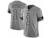 Men's Carolina Panthers #1 Cam Newton Limited Gray Team Logo Gridiron Football Jersey