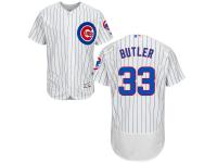 Men's Chicago Cubs #33 Eddie Butler Majestic Home White-Royal Flex Base Authentic Collection Jersey