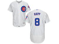 Men's Chicago Cubs #8 Ian Happ Majestic Home White-Royal Flex Base Authentic Collection Jersey