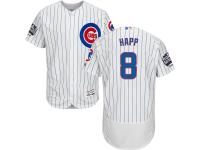 Men's Chicago Cubs #8 Ian Happ Majestic White 2016 World Series Champions Home Authentic Flex Base Jersey