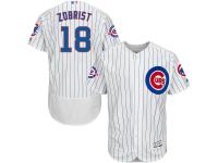 Men's Chicago Cubs Ben Zobrist Majestic White 100 Years at Wrigley Field Flexbase Jersey