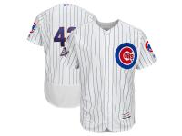 Men's Chicago Cubs Majestic White Royal 2018 Jackie Robinson Day Authentic Flex Base Jersey