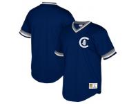 Men's Chicago Cubs Mitchell & Ness Navy Big & Tall Cooperstown Collection Mesh Wordmark V-Neck Jersey