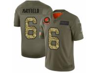 Men's Cleveland Browns #6 Baker Mayfield 2019 Olive Camo Salute To Service Jersey