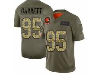 Men's Cleveland Browns #95 Myles Garrett Limited Olive/Camo 2019 Salute to Service Football Jersey