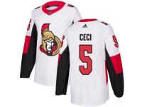 Men's Cody Ceci Authentic White Reebok Jersey NHL Ottawa Senators #5 Away