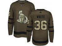 Men's Colin White Authentic Green Adidas Jersey NHL Ottawa Senators #36 Salute to Service