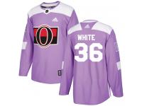 Men's Colin White Authentic Purple Adidas Jersey NHL Ottawa Senators #36 Fights Cancer Practice