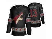 Men's Coyotes #13 Vinnie Hinostroza Black Breakaway Logo sleeve Jersey